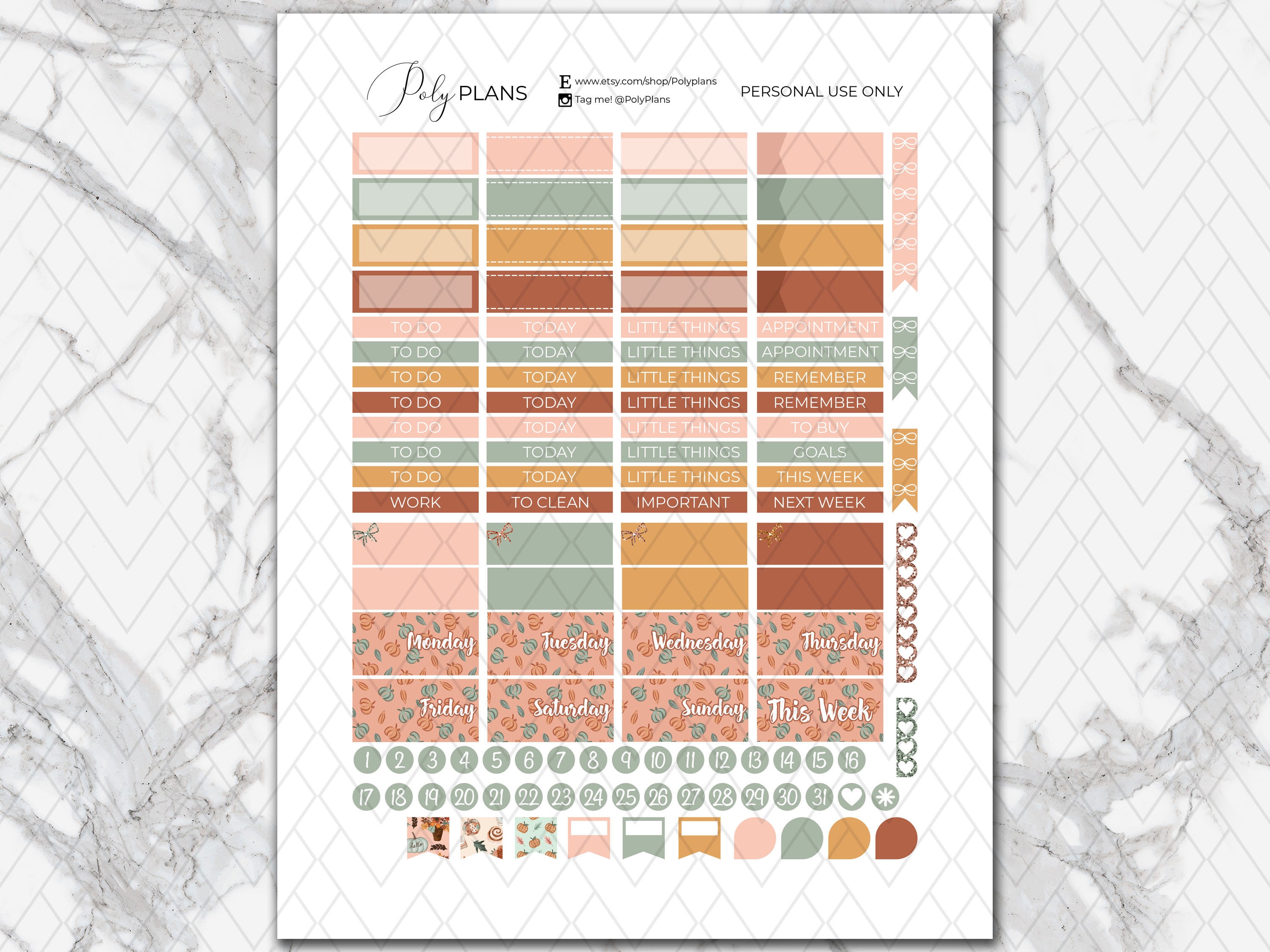 Thanksgiving | Erin Condren Printable Planner Stickers, Fall Digital ...