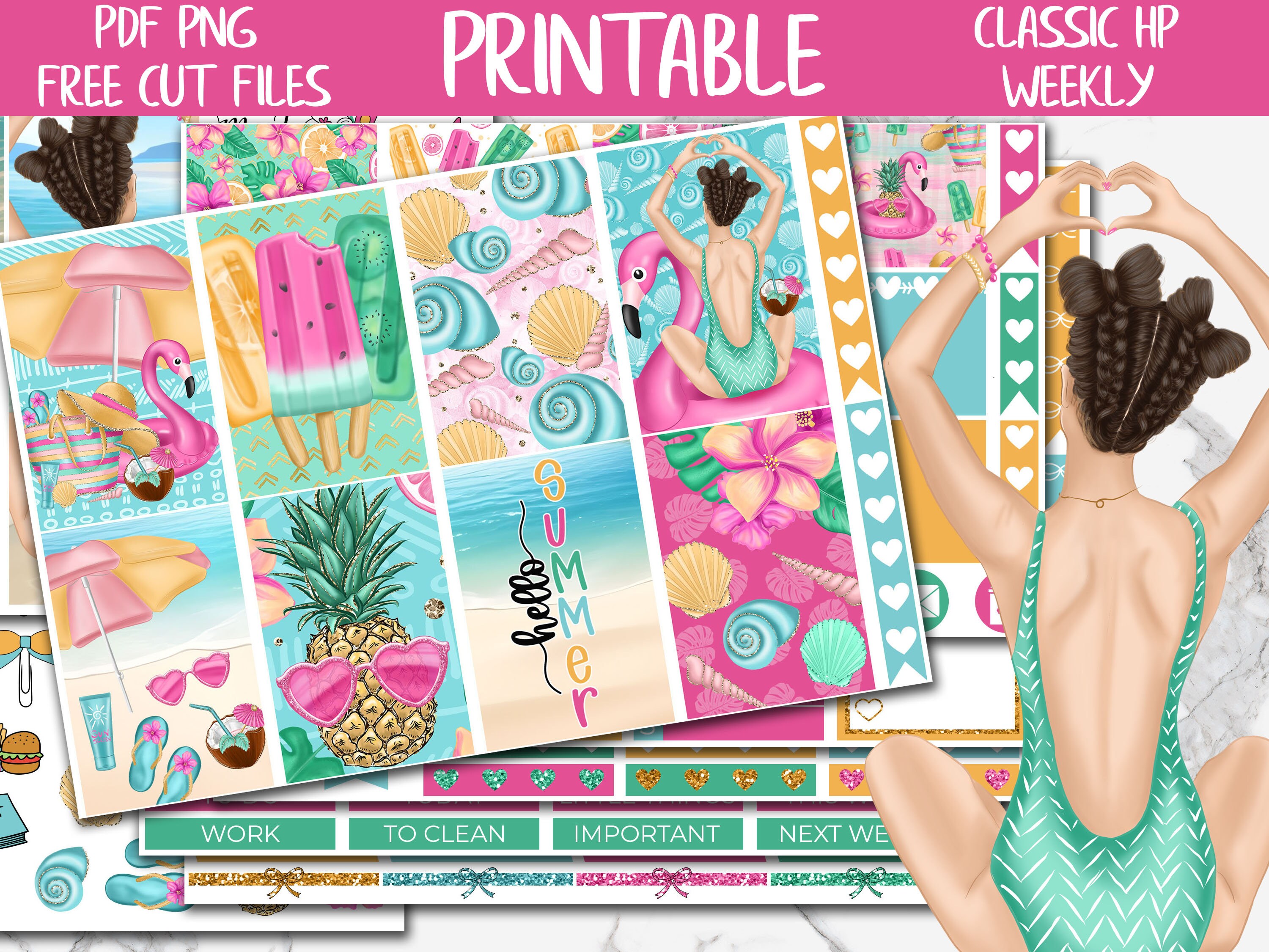 Fresh | Happy Planner Printable Weekly Stickers, Beach Vertical Planner ...
