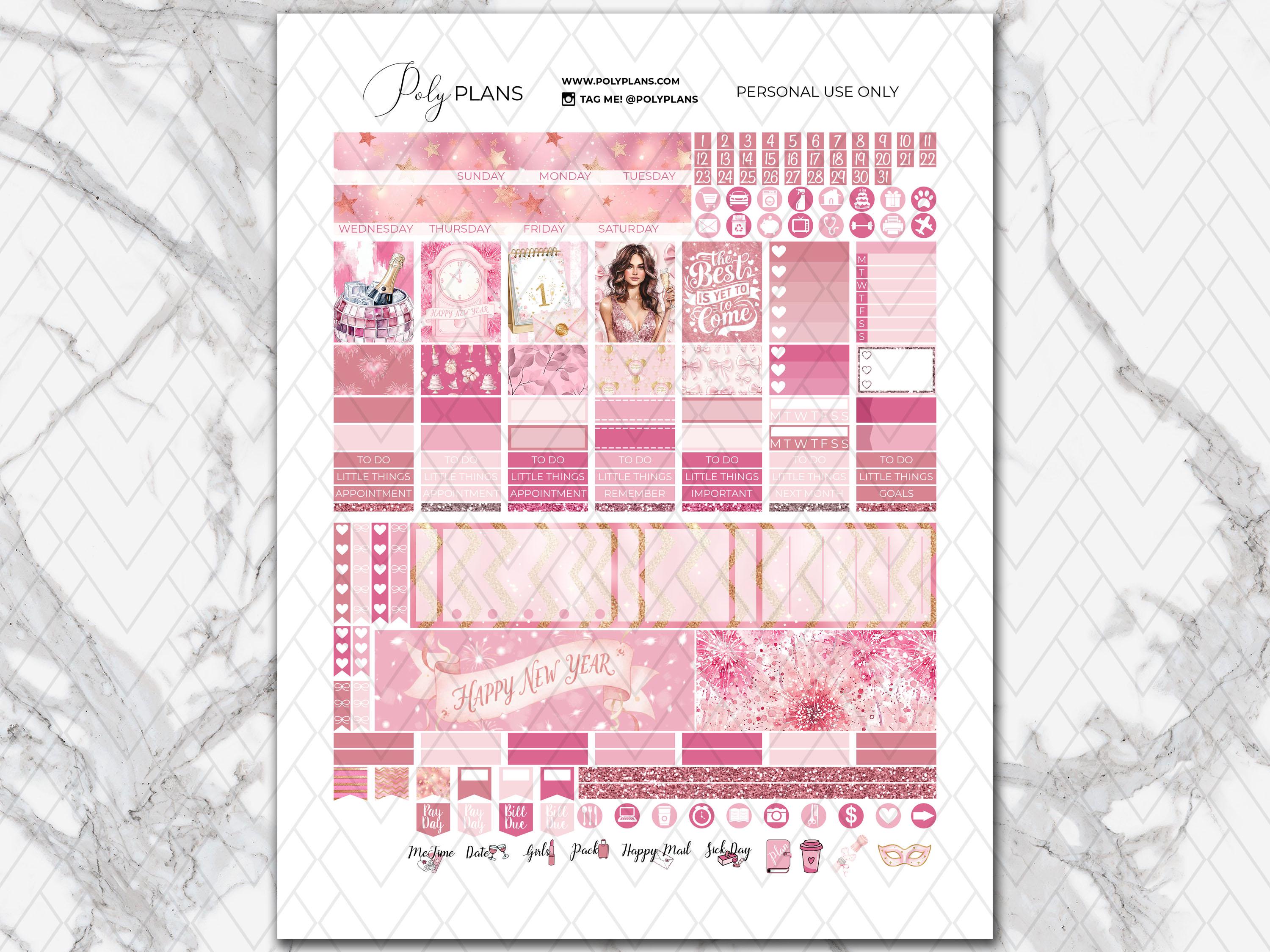 Midnight in Pink | 2026 MINI Happy Planner New Year Printable Planner