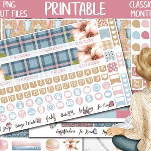 Snug | Winter Classic Happy Planner Printable Monthly Sticker Kit, Cozy HP January Monthly Digital Sticker, Pastel Winter Planner Stickers