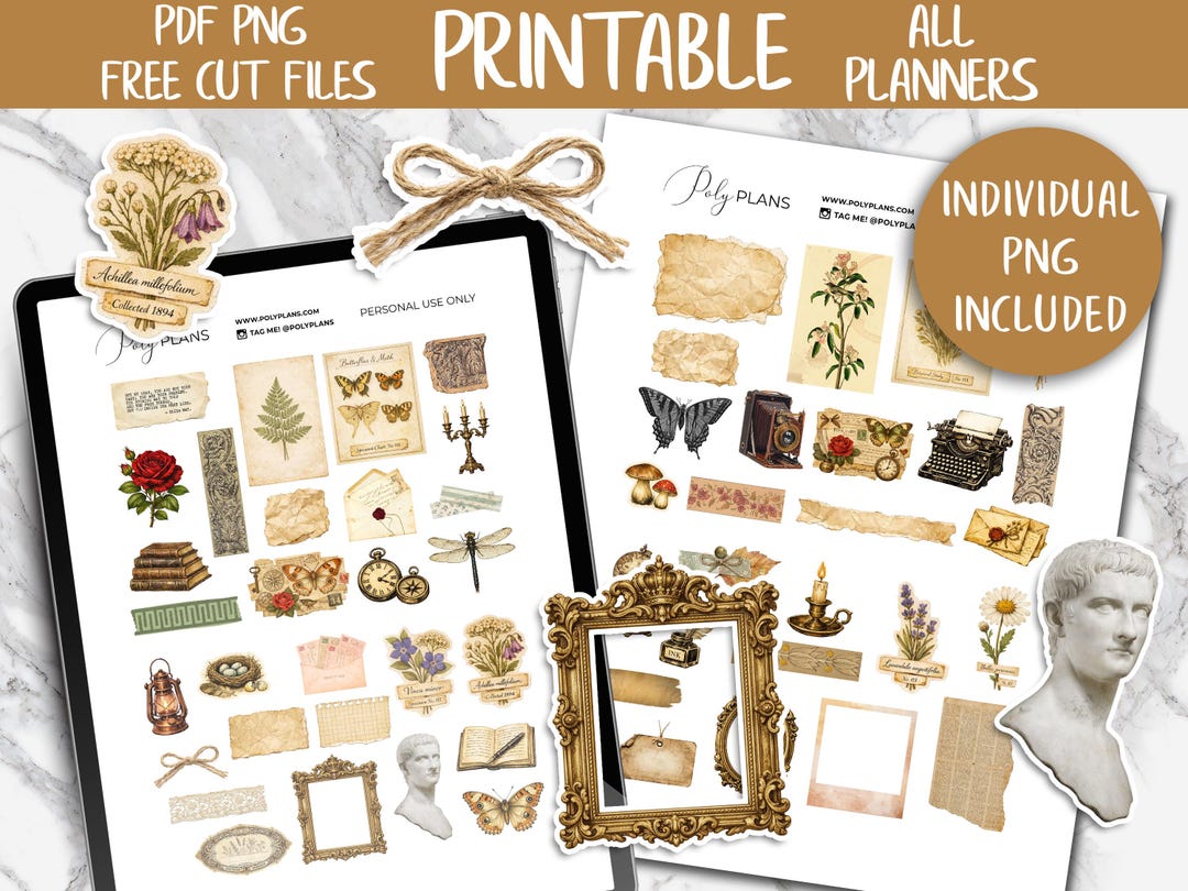 Vintage Deco Stickers | Bullet Journal Printable Stickers, Bujo Digital ...