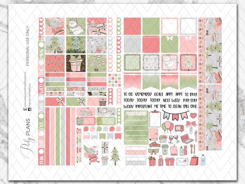 Merry Christmas | Holidays Hobonichi Weeks Printable Planner Stickers ...