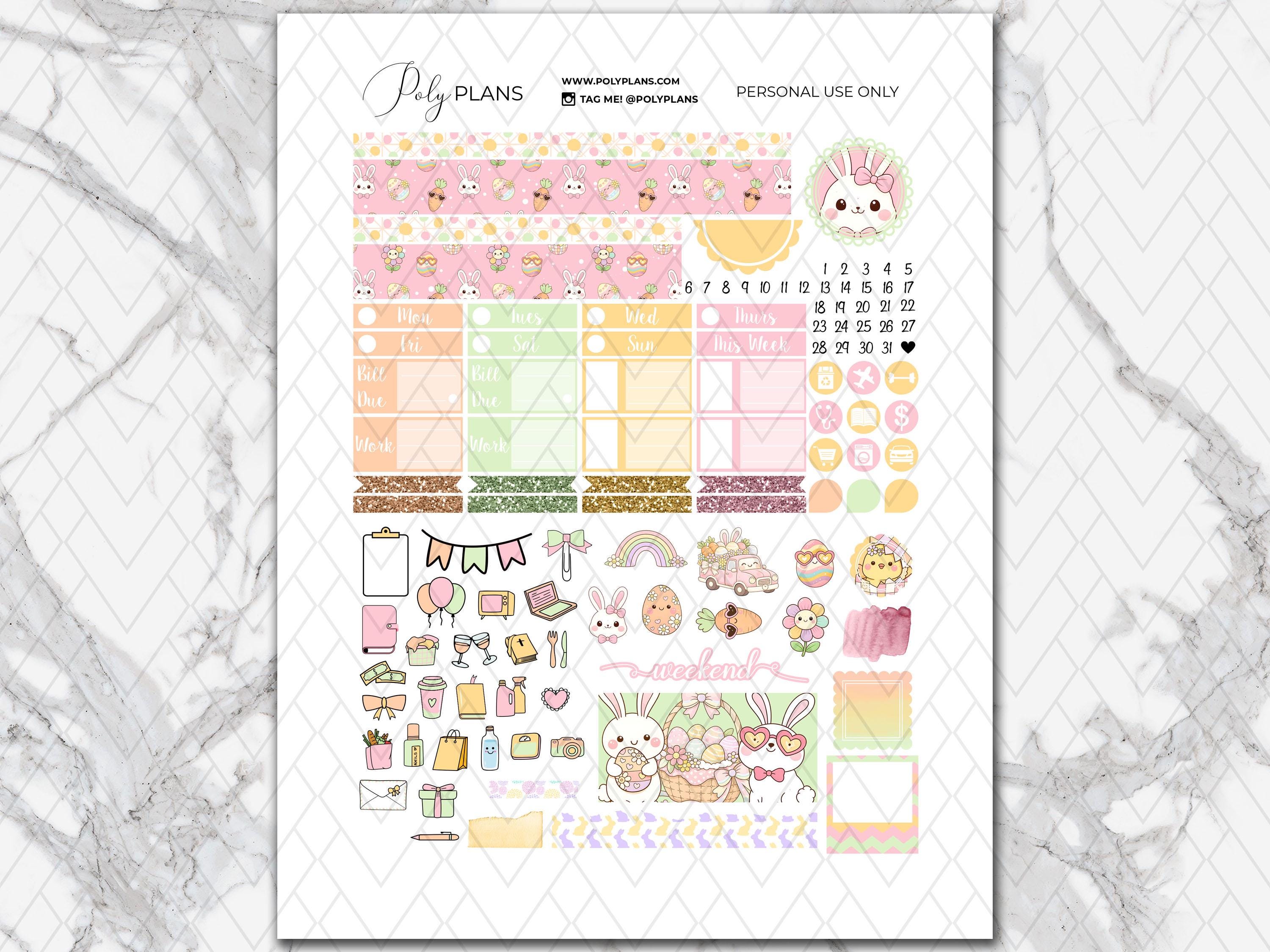 Bunny Hops | Easter Hobonichi Cousin Printable Planner Stickers ...