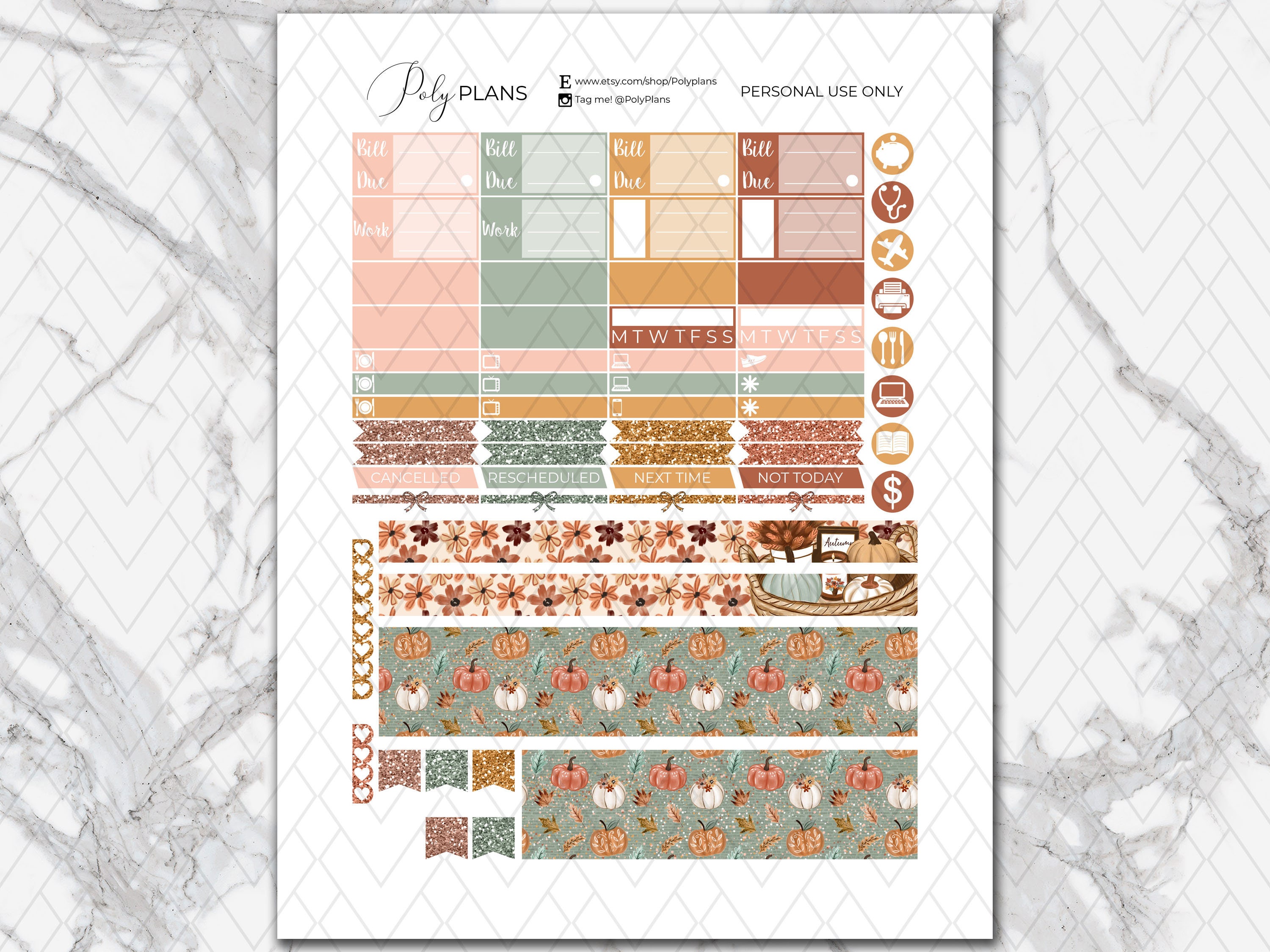 Thanksgiving | Erin Condren Printable Planner Stickers, Fall Digital ...