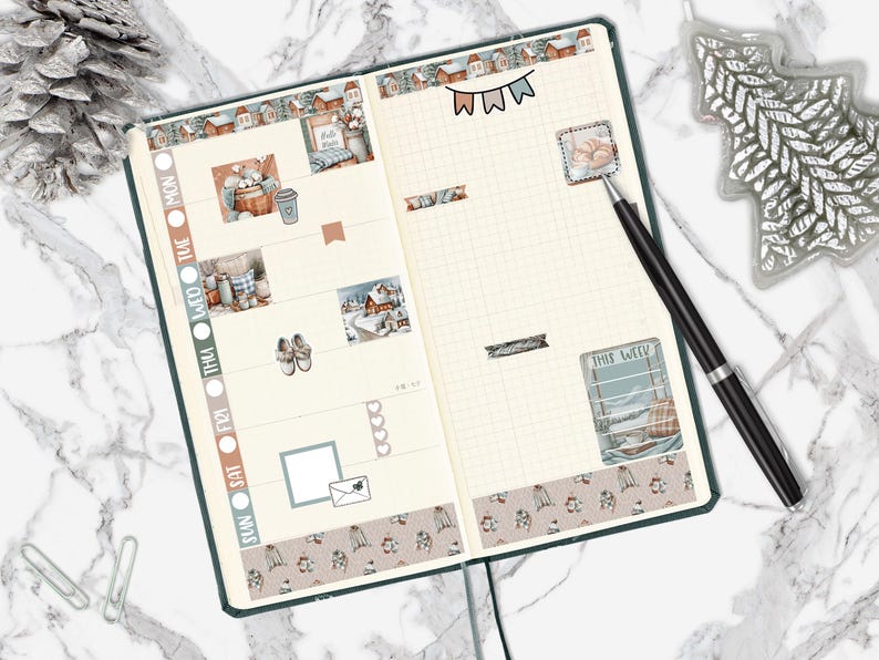Cozy Winter | Hobonichi Weeks Printable Planner Stickers, Holidays ...