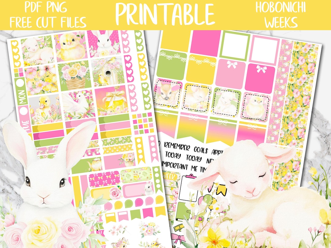 Spring Sunshine | Cute Spring Hobonichi Weeks Printable Planner Sticker ...