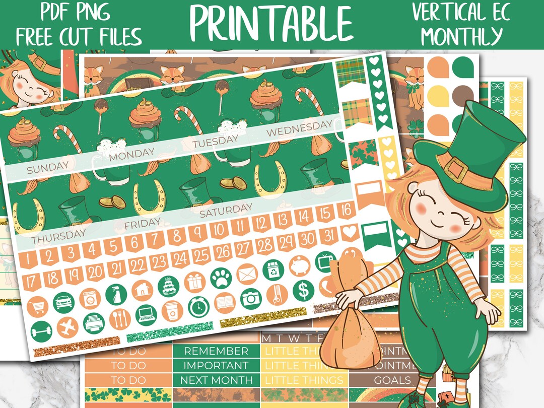 Lucky Day | St Patricks Printable Planner Stickers, Irish Erin Condren ...