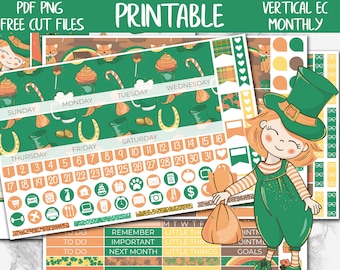 Lucky Day | St Patricks Printable Planner Stickers, Irish Erin Condren March Monthly Planner Sticker, ECLP Digital Stickers, Monthly Kit