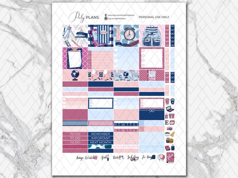Back to School College Printable Planner Stickers Erin | Etsy
