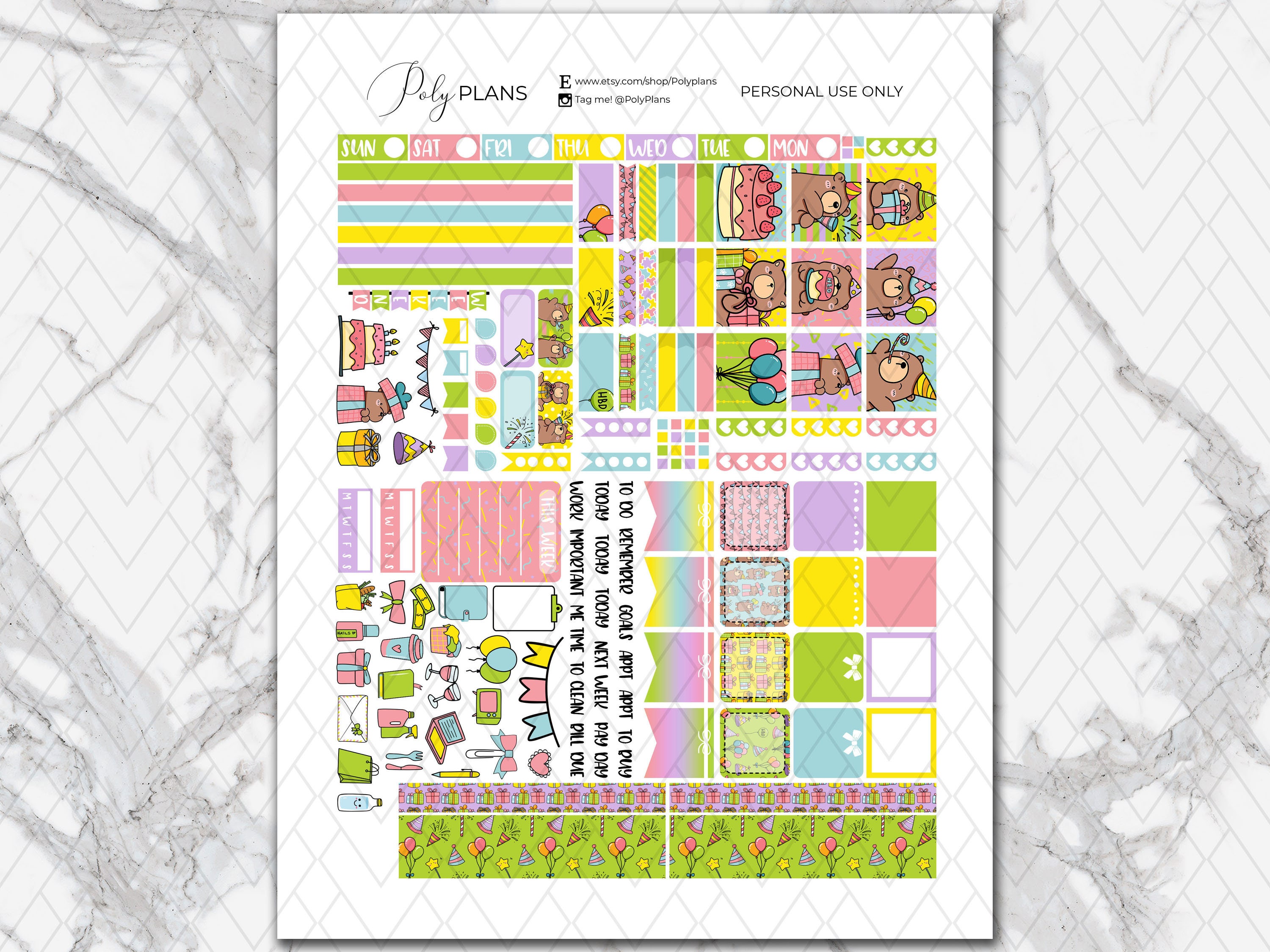 Happy Bearday | Birthday Party Hobonichi Weeks Printable Planner ...