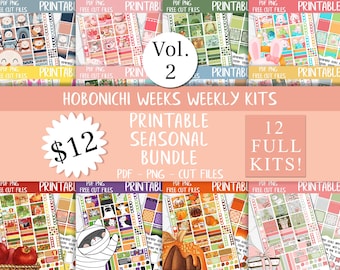 Hobonichi Weeks Weekly Kits Seasonal Bundle | Hobonichi Planner Printable Stickers, Digital Stickers, Sticker Bundle, Printable Sticker Kits