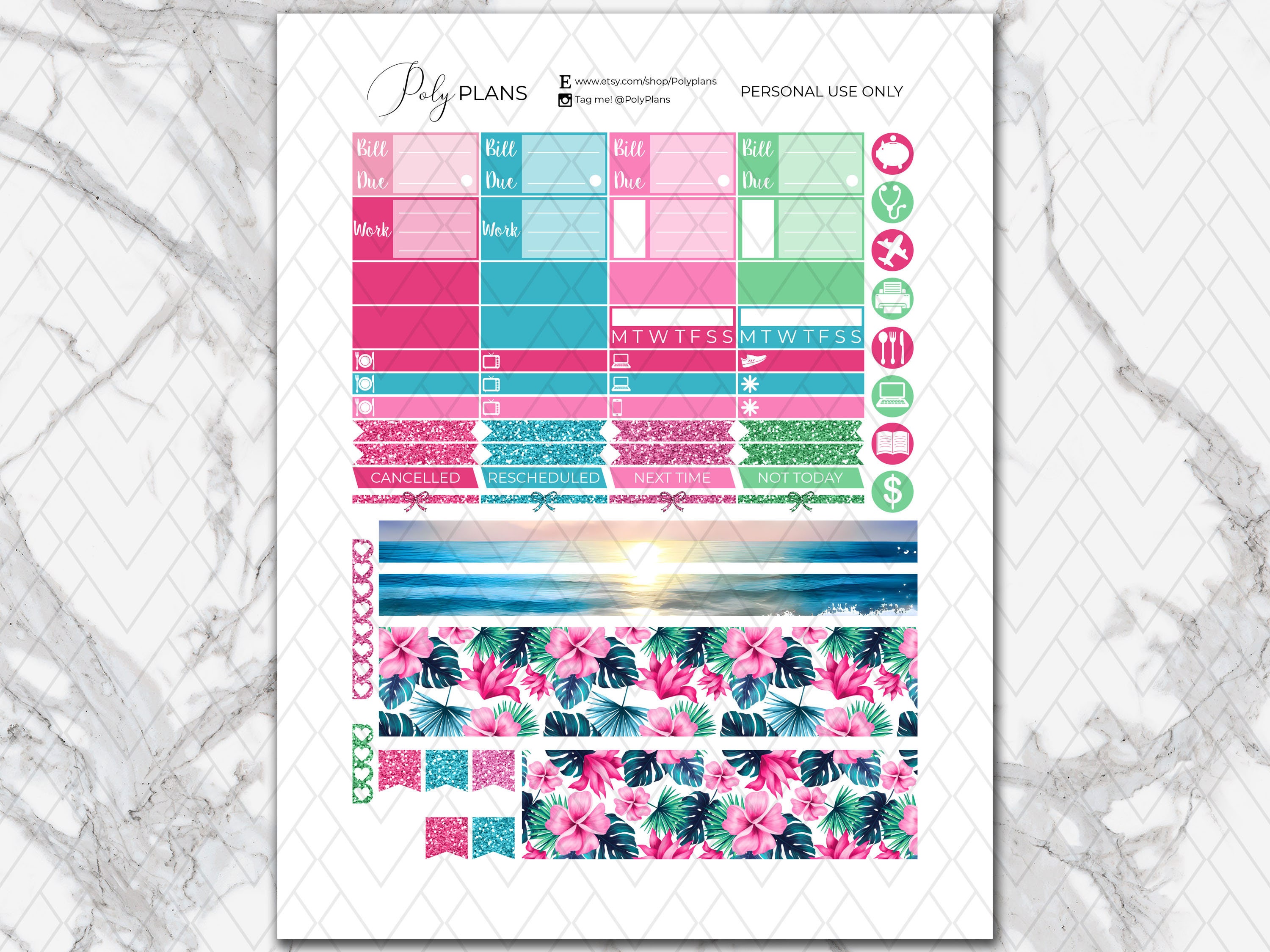 Hello Summer | Erin Condren Printable Planner Stickers, Vacation ...