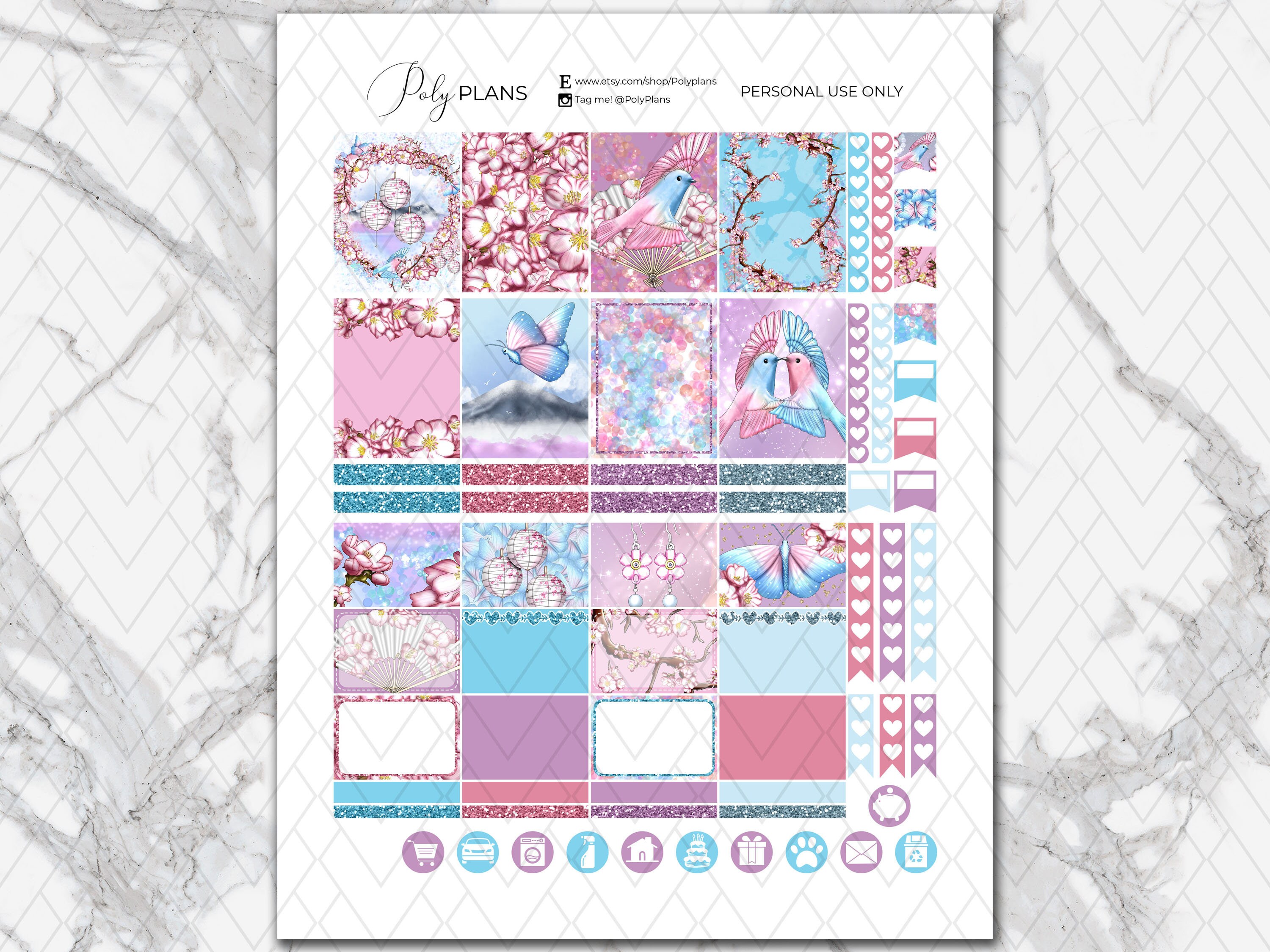Cherry Blossom | Pink Floral Erin Condren Planner Printable Weekly ...