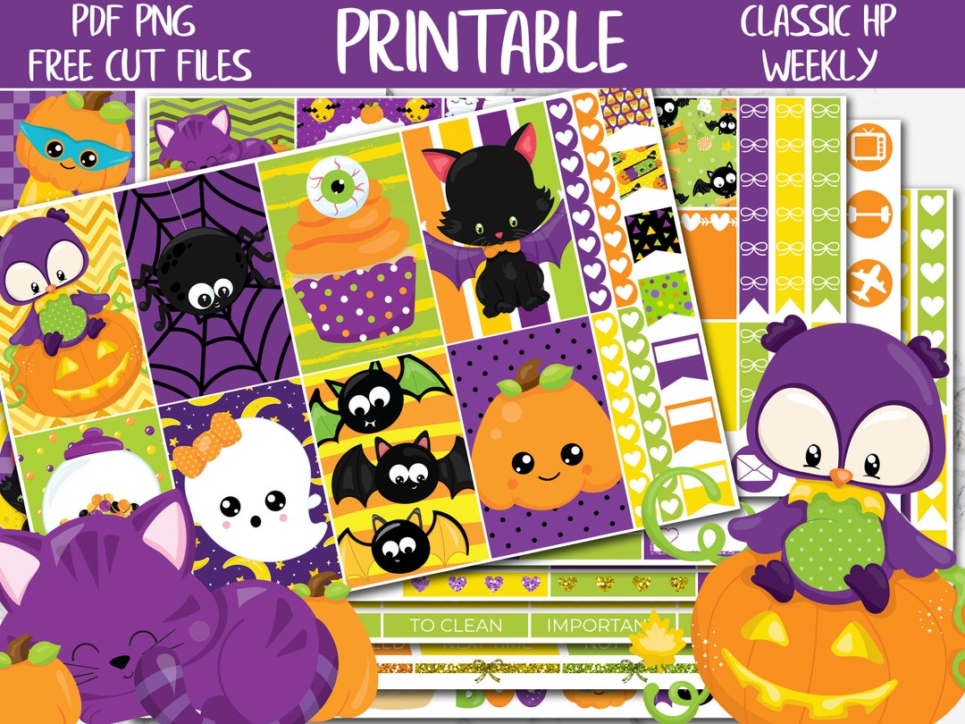 Cute Halloween Scary Happy Planner Weekly Printable Stickers, Spooky ...
