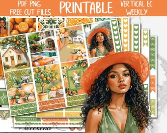 Citrus | Summer Oranges Erin Condren Planner Printable Weekly Stickers, ECLP Digital Stickers, Fruits Weekly Planner Sticker Kit, Cut Files