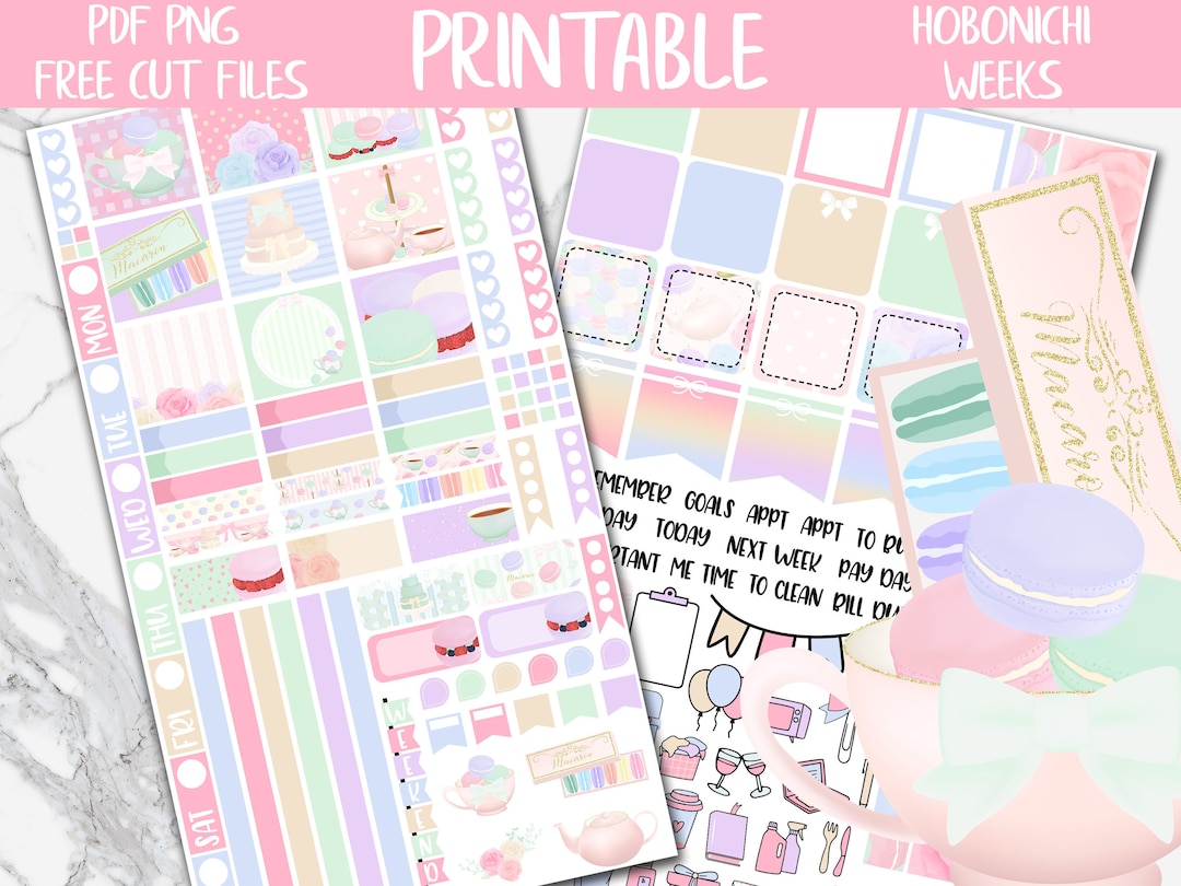 Macarons | Tea Party Hobonichi Weeks Printable Planner Stickers, Sweet ...