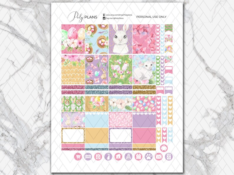 Easter | Bunny Erin Condren Printable Planner Stickers, Floral ECLP ...