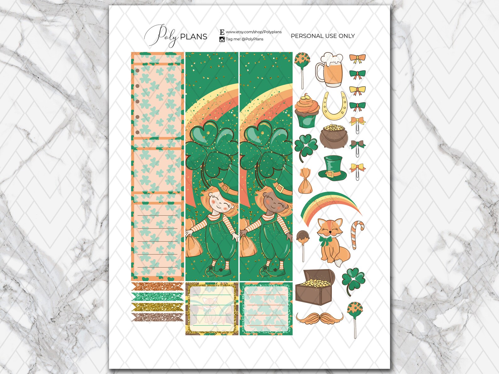 Lucky Day St Patricks Printable Planner Stickers Irish Erin - Etsy