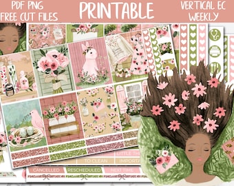 Bloom | Floral Spring Erin Condren Printable Weekly Stickers, ECLP Digital Stickers, Garden Weekly Kit, Spring Stickers Printable, Cut Files