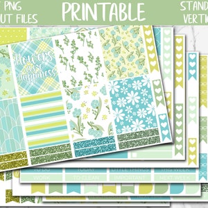 Shabby Spring | Printable Planner Stickers, Floral Digital Sticker Kit, Floral ECLP Weekly Kit, Flowers Standard Vertical Planner Stickers
