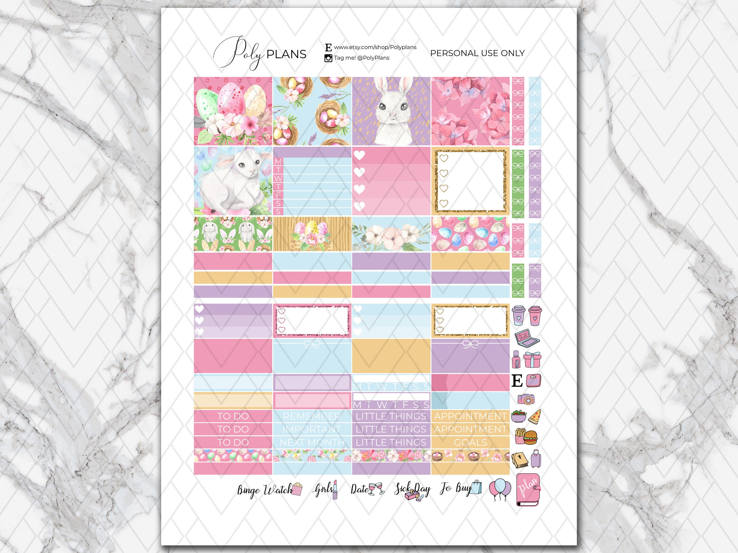 Easter | Bunny Printable Planner Stickers, Spring Erin Condren April ...