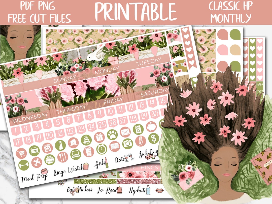 Bloom | Spring Classic Happy Planner Printable Monthly Stickers, Floral ...
