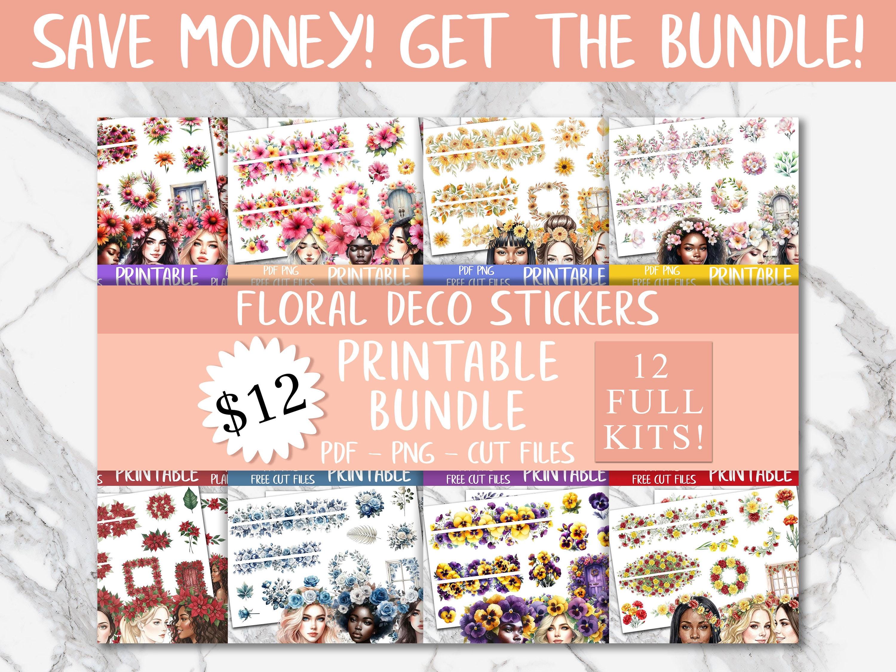Poinsettias | Floral Planner Printable Stickers, Flowers Deco Stickers ...