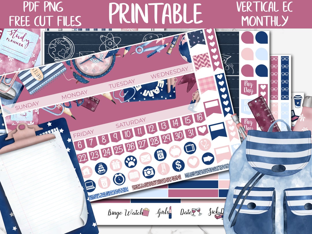 Back to School | College Printable Planner Stickers, Erin Condren ...