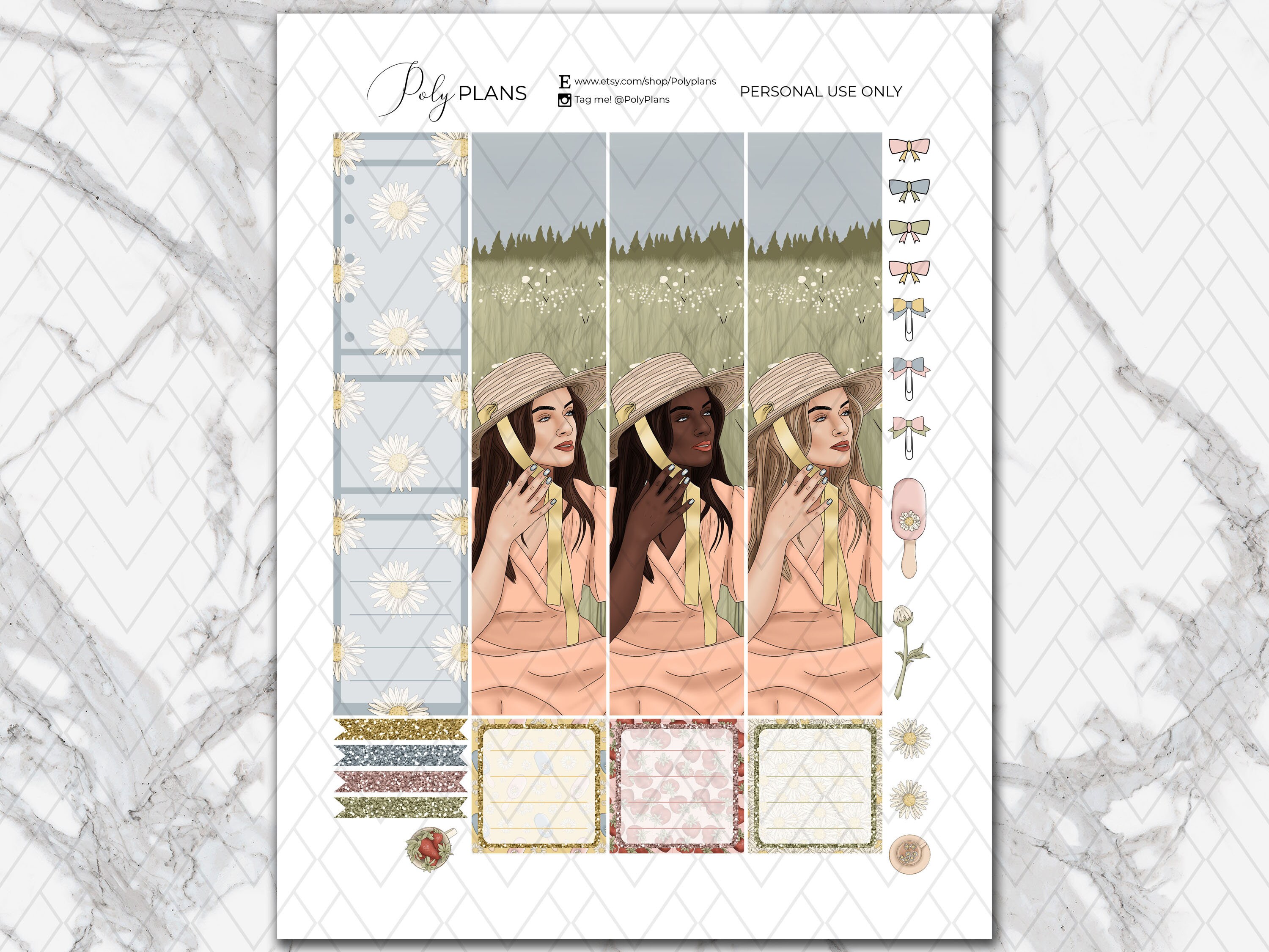 Daisies | Floral Printable Planner Stickers, April Erin Condren Monthly ...