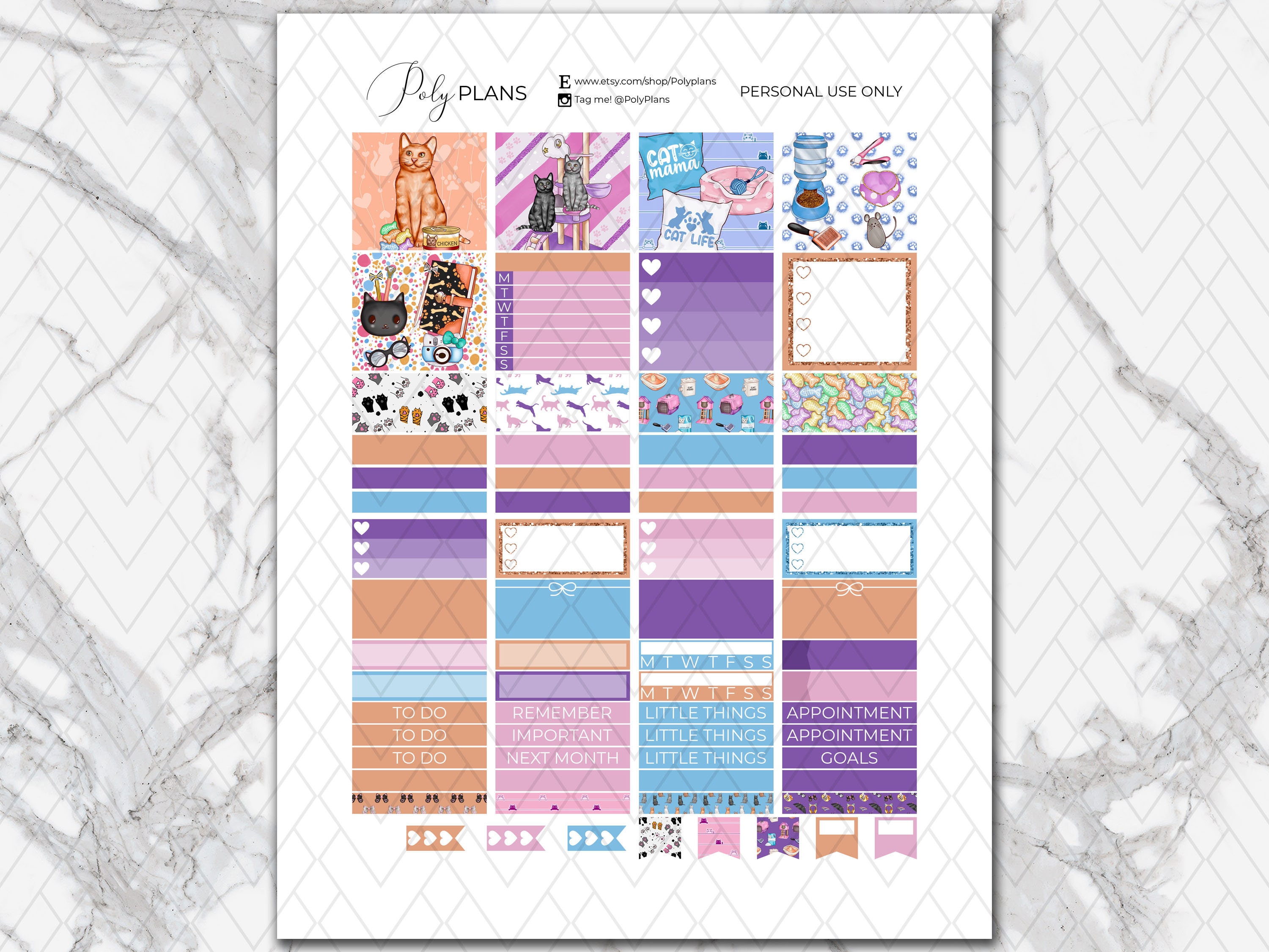 Cat Lover | Cute Cats Printable Planner Stickers, Kitten Erin Condren ...