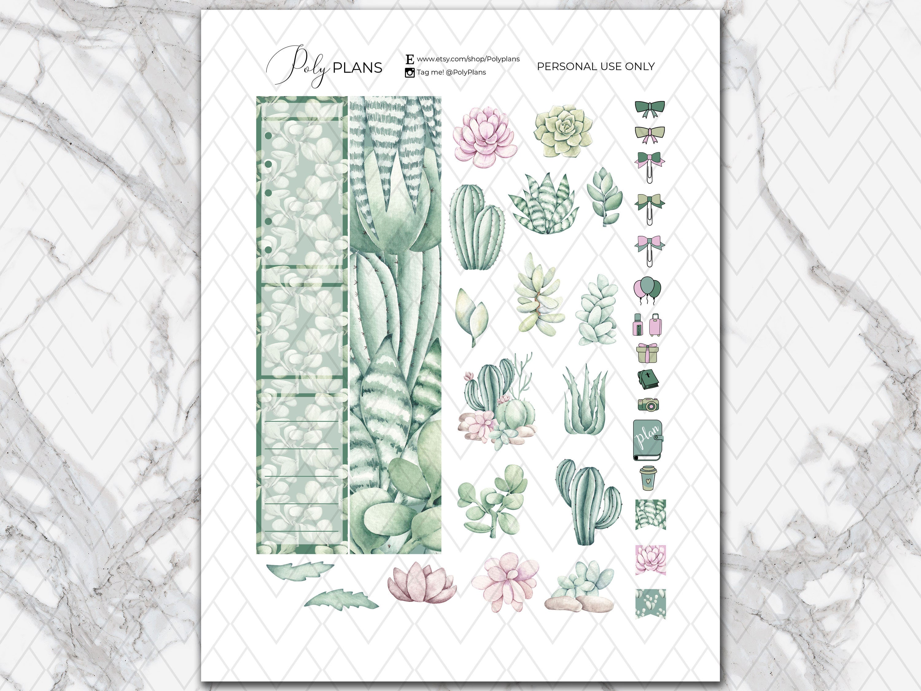 Succulents | Plant Lover Classic Happy Planner Printable Monthly ...