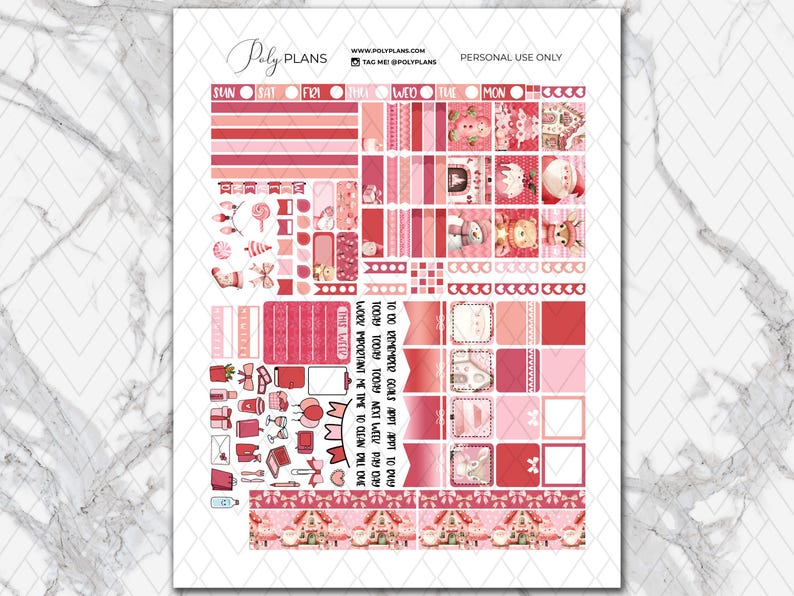 Pink Christmas | Holidays Hobonichi Weeks Printable Planner Stickers ...