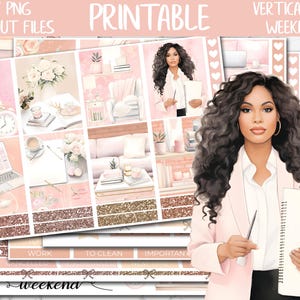 Blush Planning | Erin Condren Printable Planner Stickers, Digital Stickers PNG, Planner Girl Weekly Stickers, Pink Printable Sticker Kit