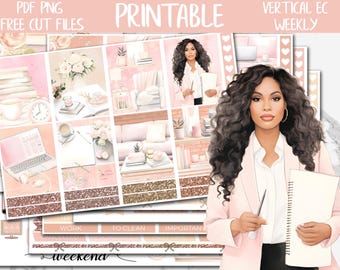 Blush Planning | Erin Condren Printable Planner Stickers, Digital Stickers PNG, Planner Girl Weekly Stickers, Pink Printable Sticker Kit