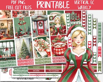 Holly Jolly | Erin Condren Printable Planner Stickers, Christmas Digital Stickers, Holidays Weekly Kit, Winter Printable Sticker Kit