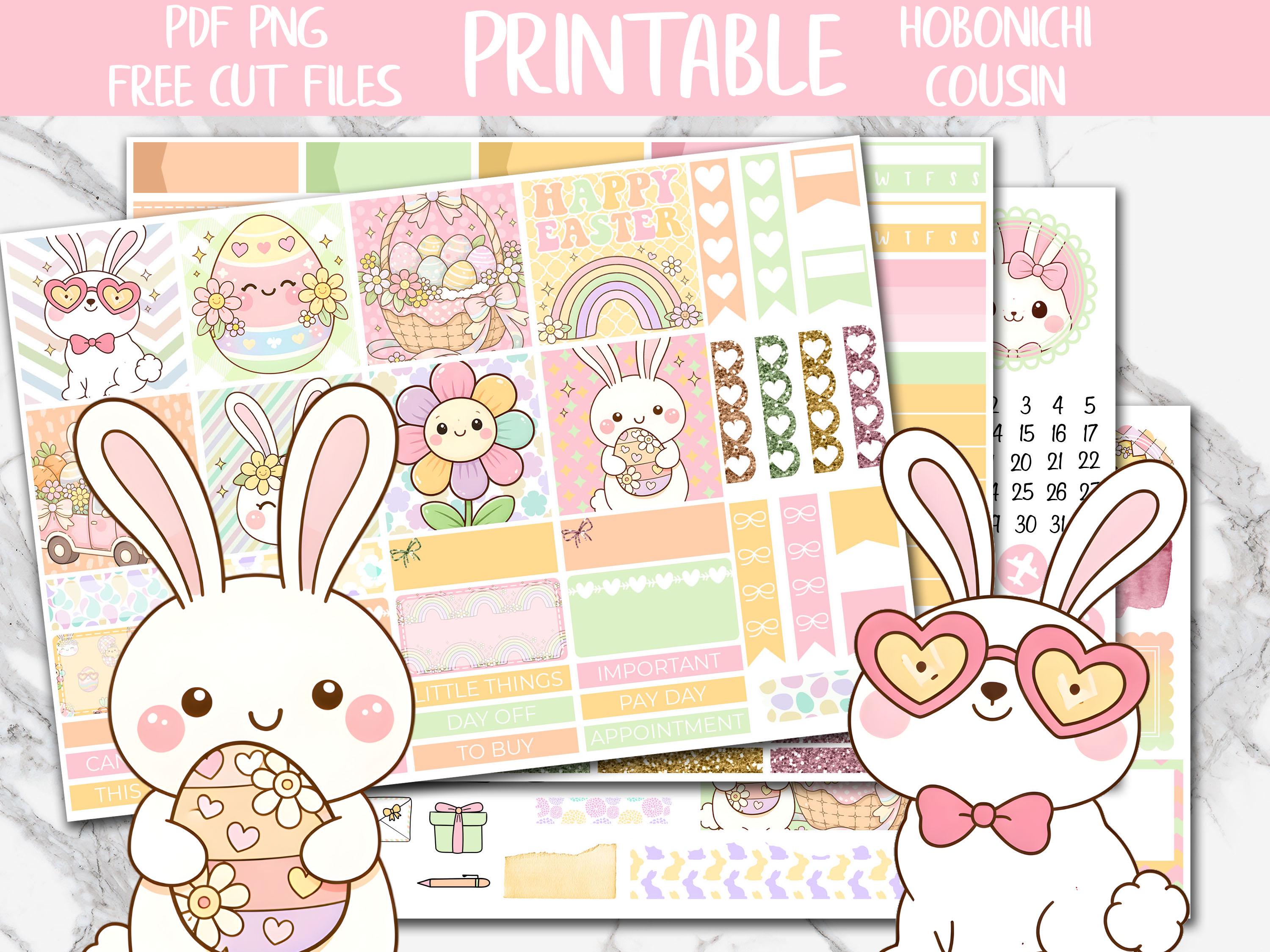 Bunny Hops | Easter Hobonichi Cousin Printable Planner Stickers ...