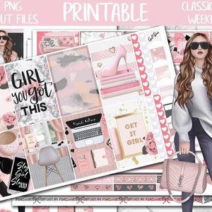 Get It Girl | Boss Girl Classic Happy Planner Weekly Stickers Printable, Happy Planner Digital Sticker, Cut File, Weekly Planner Sticker Kit
