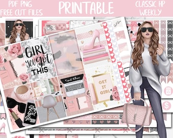 Get It Girl | Boss Girl Classic Happy Planner Weekly Stickers Printable, Happy Planner Digital Sticker, Cut File, Weekly Planner Sticker Kit