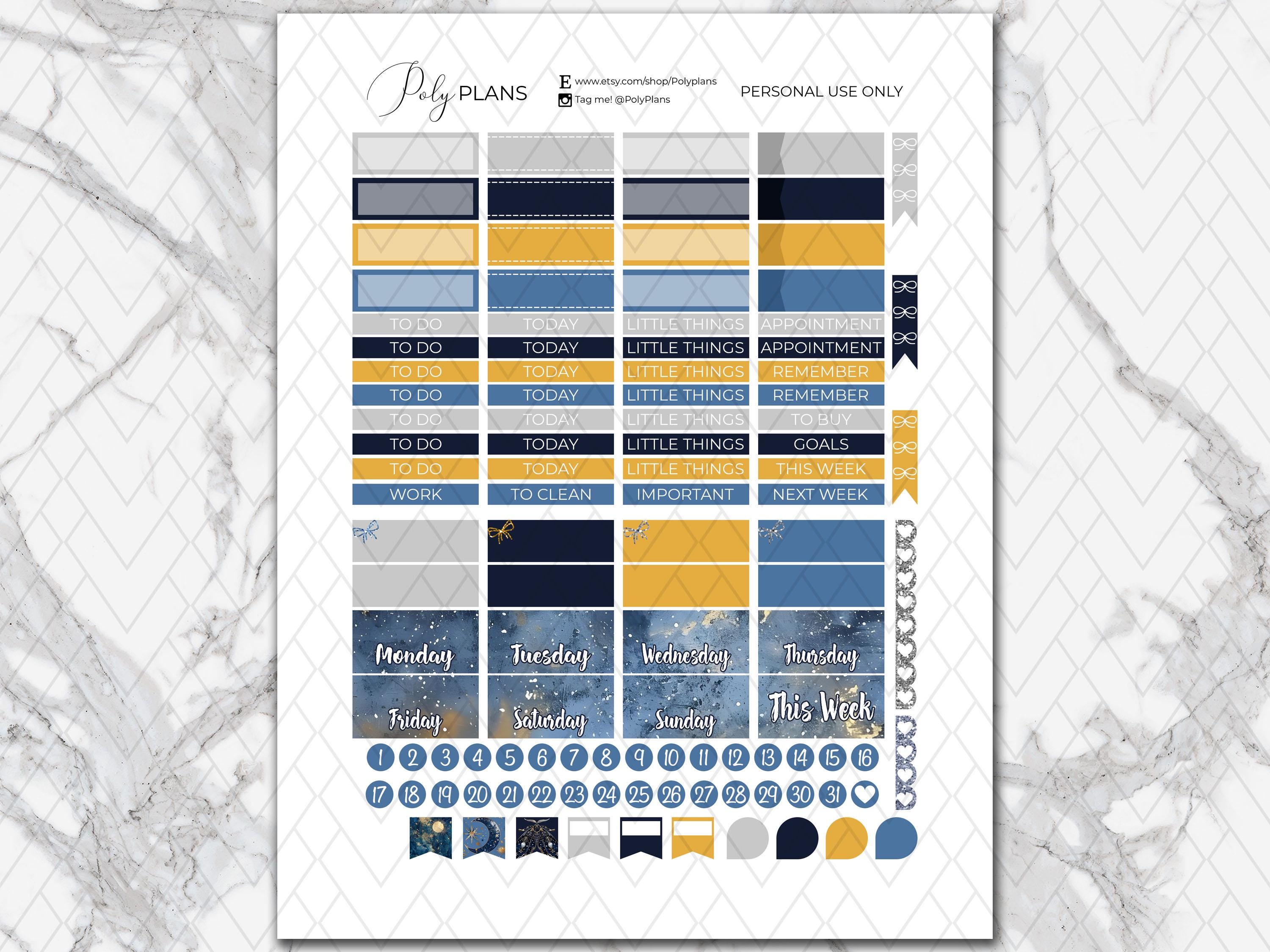 Celestial | Stars Classic Happy Planner Weekly Stickers Printable, Moon ...