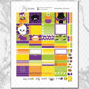 Cute Halloween Kawaii Spooky Printable Planner Stickers - Etsy