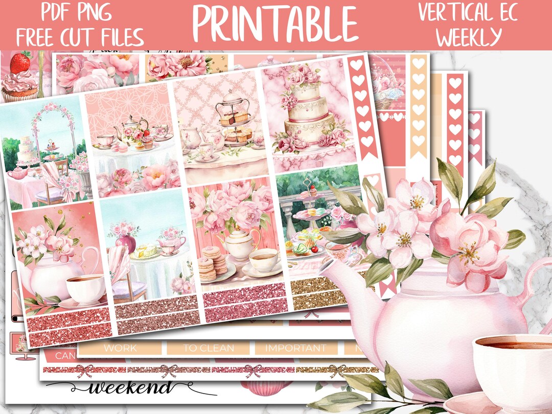 Tea Party | Afternoon Tea Erin Condren Printable Sticker Kit, ECLP ...