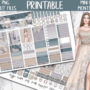 Silver Princess | MINI Happy Planner Monthly Printable Planner Stickers, Digital Stickers, MINI Happy Planner Digital Sticker Kit, Cut Files