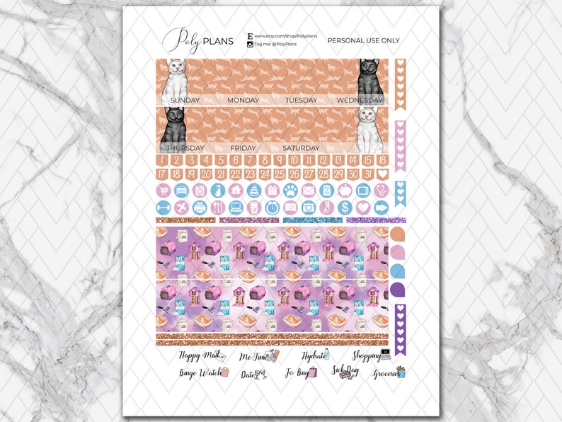 Cat Lover | Cute Cats Printable Planner Stickers, Kitten Erin Condren ...