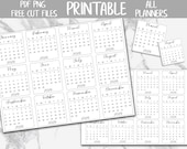 2026 Minimal Calendars Printable Planner Stickers, Sunday Start Calendars, Functional Planning Stickers, Digital Stickers PNG, Bujo Stickers