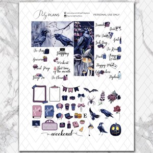 The Raven | Erin Condren Printable Stickers Bundle, Halloween Weekly ...