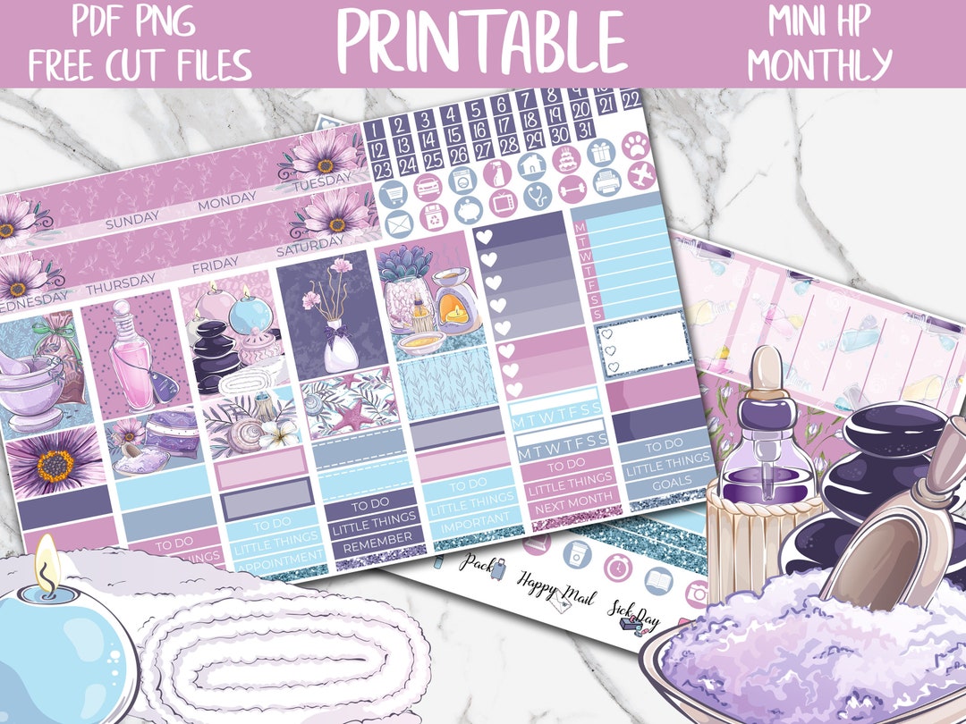 Spa | Wellness Self Care MINI Happy Planner Printable Planner Sticker ...