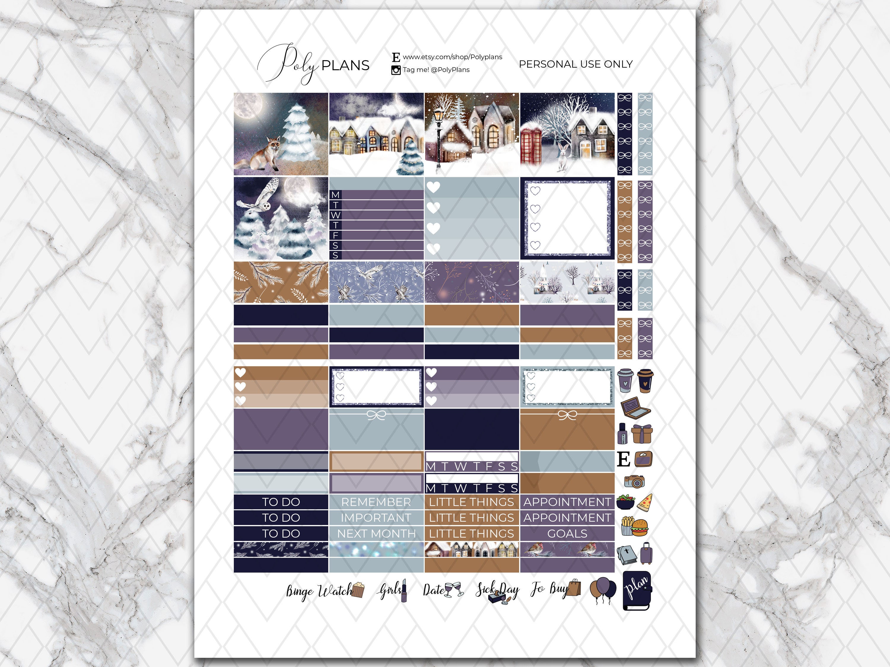 Cold Nights | Printable Planner Stickers, Winter Holidays Erin Condren ...