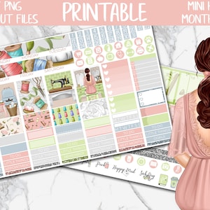 Follow The Thread | Sewing MINI Happy Planner Printable Planner Stickers, Monthly Mini HP Digital Stickers, Craft Knit MINI Planner Stickers