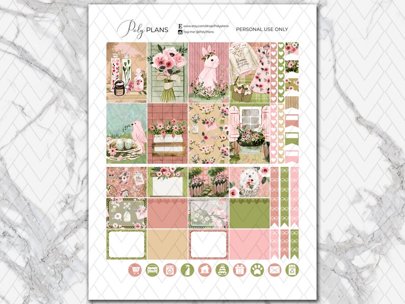 Bloom | Spring Floral Classic Happy Printable Planner Stickers, Happy ...