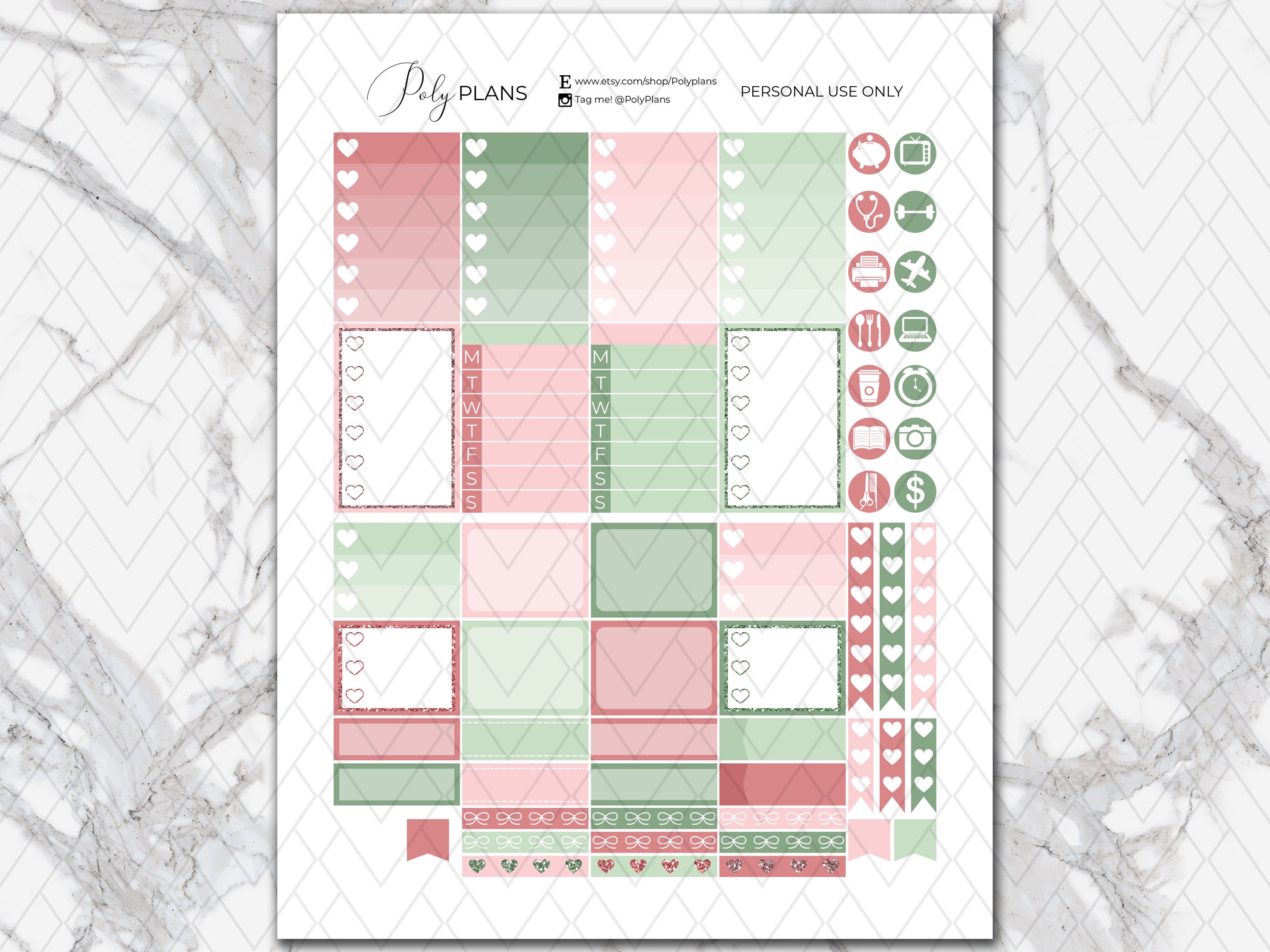 Rosie | Pink Roses Classic Happy Printable Planner Stickers, Happy ...